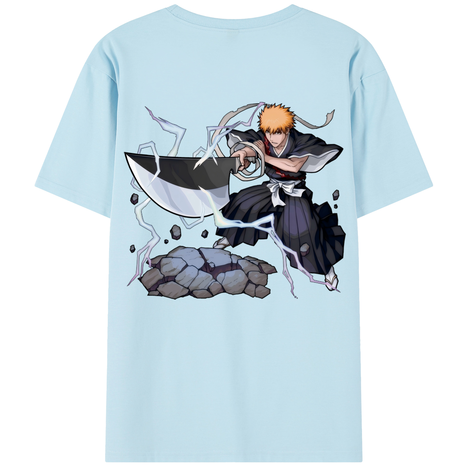 （画像用） ブリーチ 黒崎一護（くろさき いちご）BLEACH Kurosaki Ichigo 綿100％半袖Tシャツ（背面プリント）